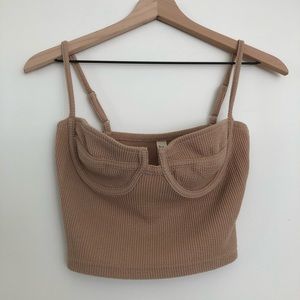 Tan underwire knit crop top